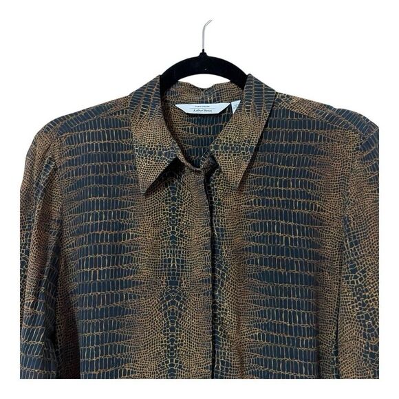 Paris Atelier & Other Stories Womens Size 4 Brown Snake Print Button Down Blouse - Picture 2 of 4